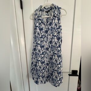 Boho Chic Blue and White Sleeveless Dress